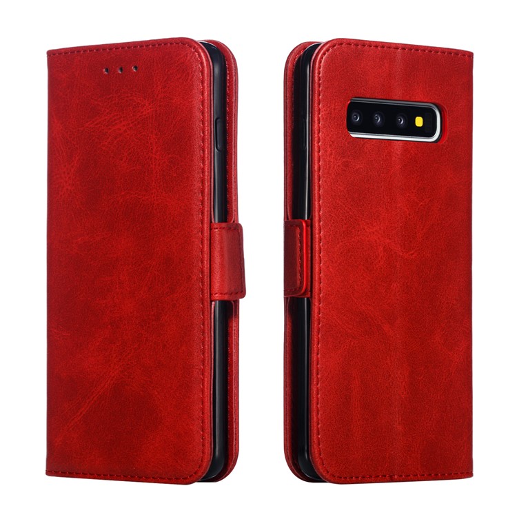 Leather Wallet Stand Flip Phone Case Cover for Samsung Galaxy S10 - Red-6