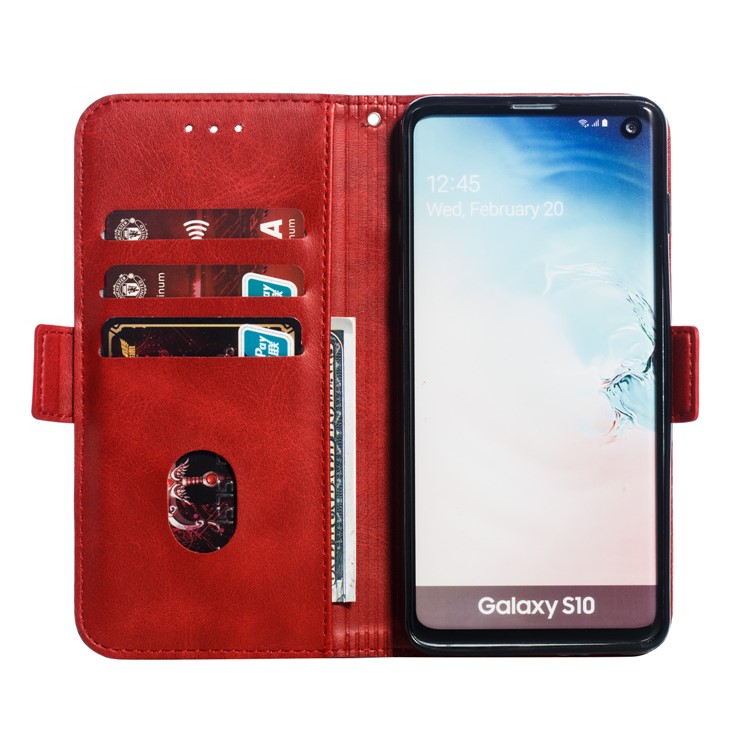 Leather Wallet Stand Flip Phone Case Cover for Samsung Galaxy S10 - Red-7