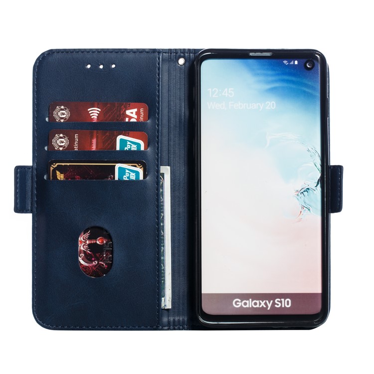 Leather Wallet Stand Flip Phone Case Cover for Samsung Galaxy S10 - Blue-7