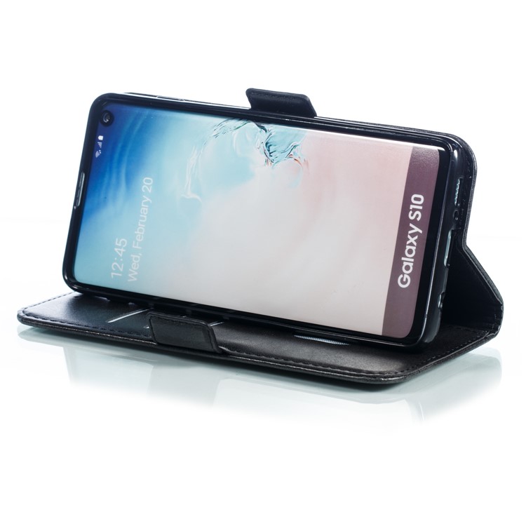 Leather Wallet Stand Flip Phone Case Cover for Samsung Galaxy S10 - Black-10