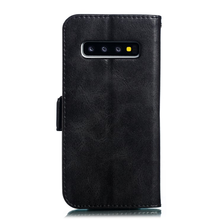 Leather Wallet Stand Flip Phone Case Cover for Samsung Galaxy S10 - Black-4