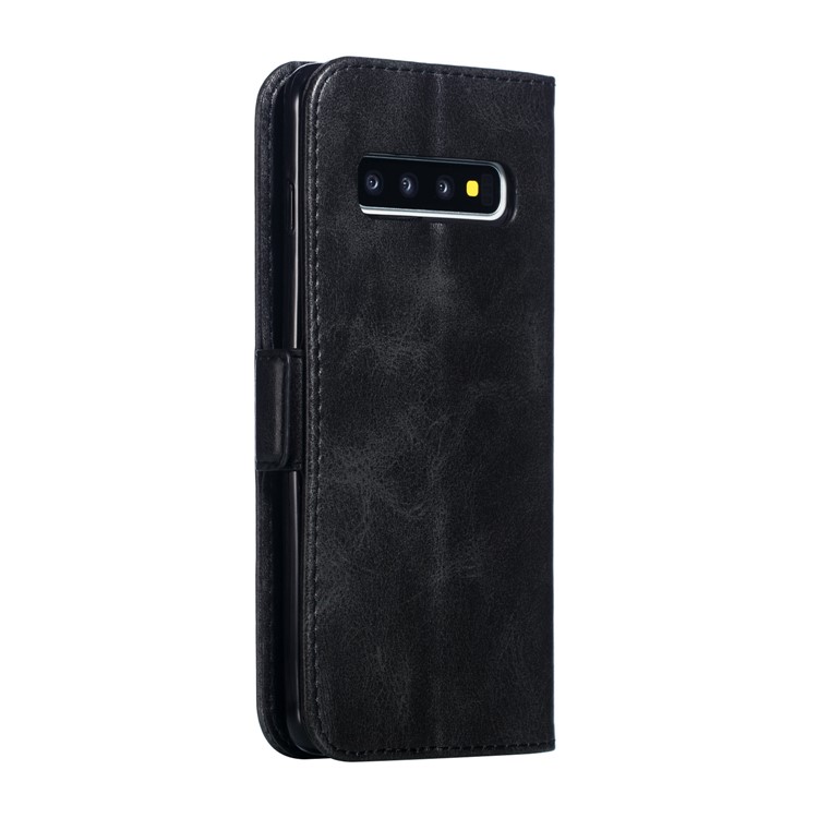 Leather Wallet Stand Flip Phone Case Cover for Samsung Galaxy S10 - Black-6