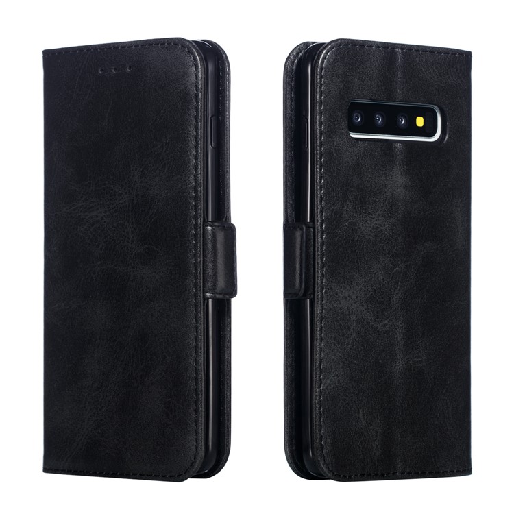 Leather Wallet Stand Flip Phone Case Cover for Samsung Galaxy S10 - Black-7