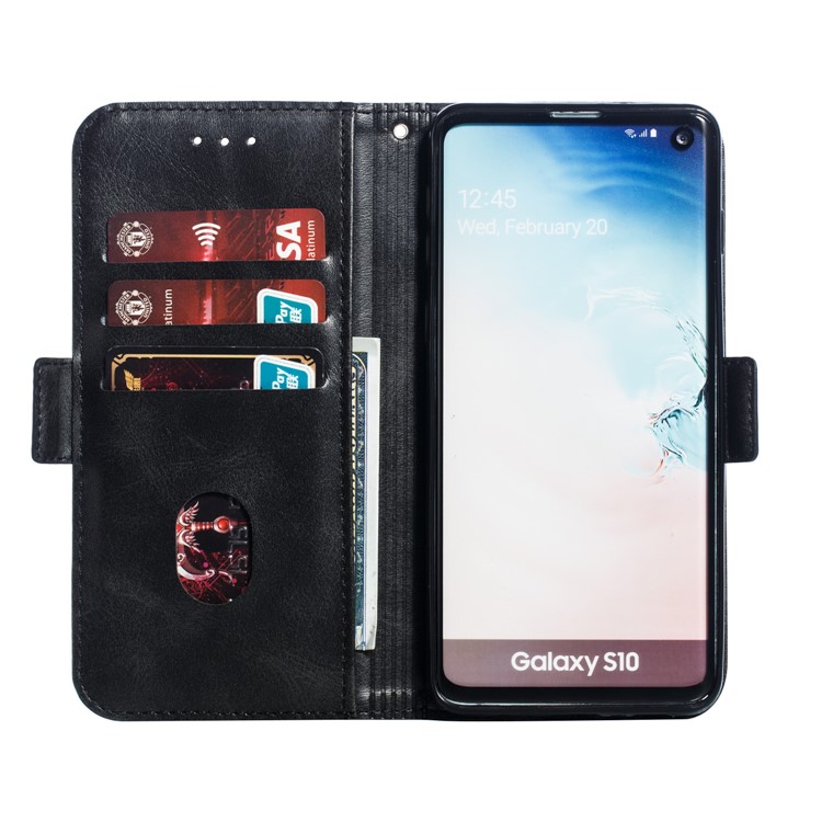Leather Wallet Stand Flip Phone Case Cover for Samsung Galaxy S10 - Black-8