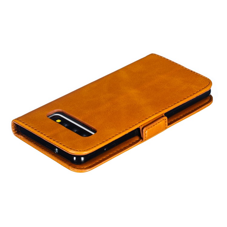 Leather Wallet Stand Flip Phone Case Cover for Samsung Galaxy S10 - Brown-11