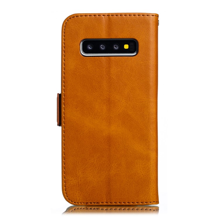 Leather Wallet Stand Flip Phone Case Cover for Samsung Galaxy S10 - Brown-3