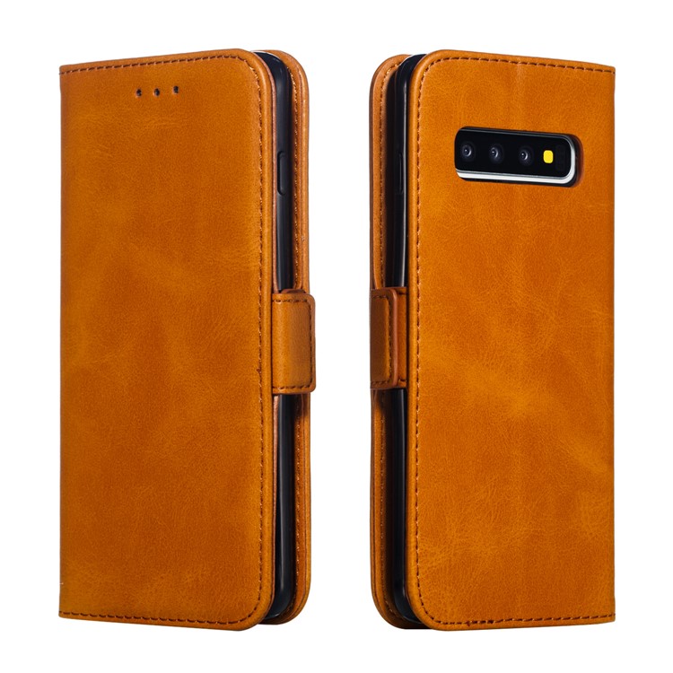 Leather Wallet Stand Flip Phone Case Cover for Samsung Galaxy S10 - Brown-6