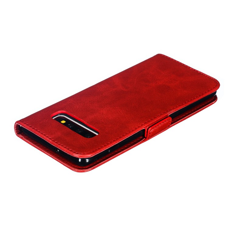 Leather Wallet Stand Flip Phone Case Cover for Samsung Galaxy S10 Plus - Red-11