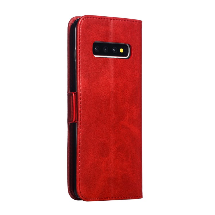 Leather Wallet Stand Flip Phone Case Cover for Samsung Galaxy S10 Plus - Red-5