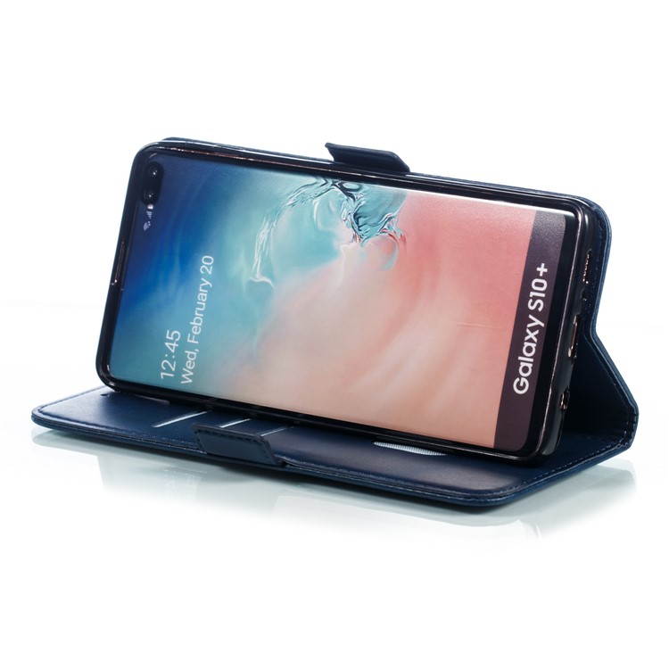 Leather Wallet Stand Flip Phone Case Cover for Samsung Galaxy S10 Plus - Blue-9