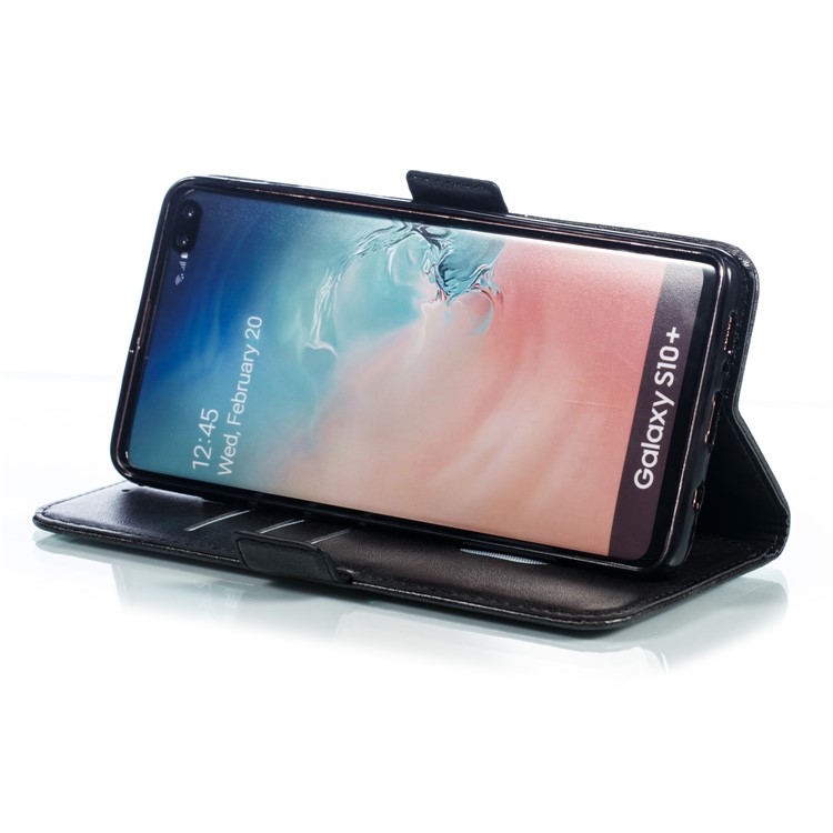 Leather Wallet Stand Flip Phone Case Cover for Samsung Galaxy S10 Plus - Black-10