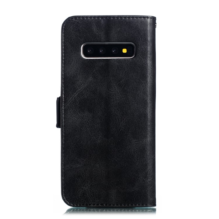 Leather Wallet Stand Flip Phone Case Cover for Samsung Galaxy S10 Plus - Black-4
