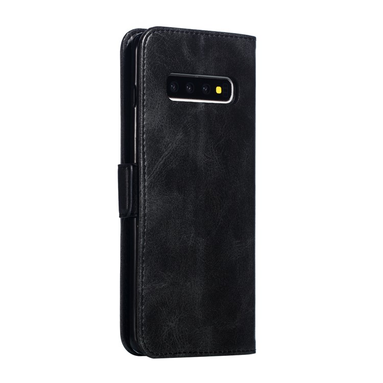 Leather Wallet Stand Flip Phone Case Cover for Samsung Galaxy S10 Plus - Black-6