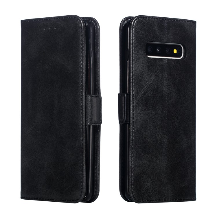Leather Wallet Stand Flip Phone Case Cover for Samsung Galaxy S10 Plus - Black-7