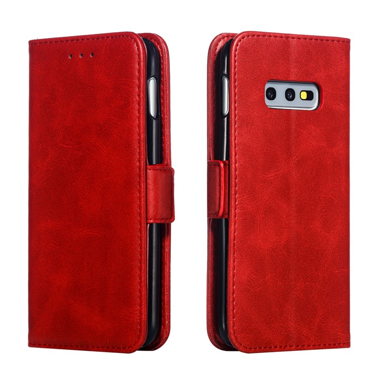 Leather Wallet Stand Flip Phone Case Cover for Samsung Galaxy S10e - Red-6