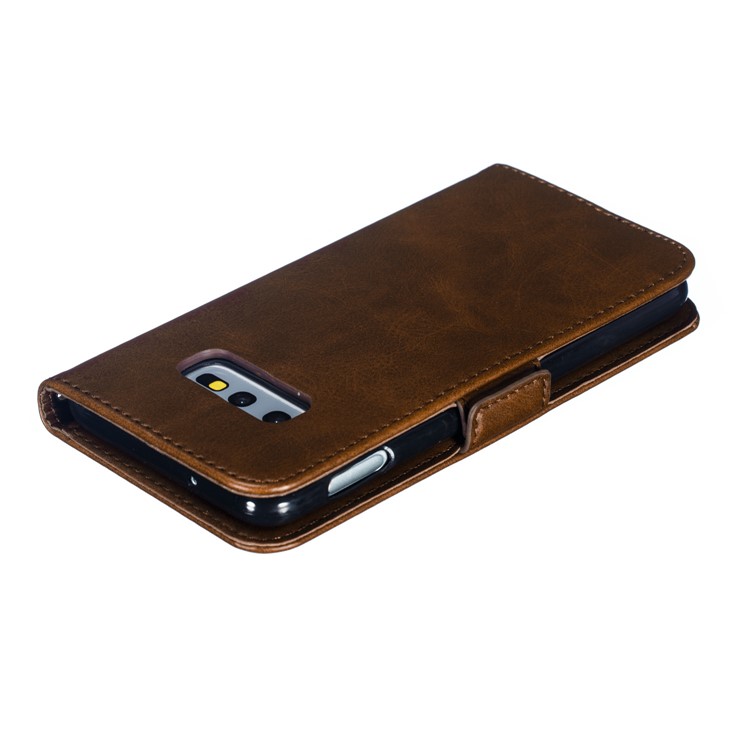 Leather Wallet Stand Flip Phone Case Cover for Samsung Galaxy S10e - Coffee-11