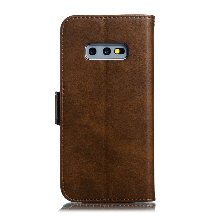 Leather Wallet Stand Flip Phone Case Cover for Samsung Galaxy S10e - Coffee-3