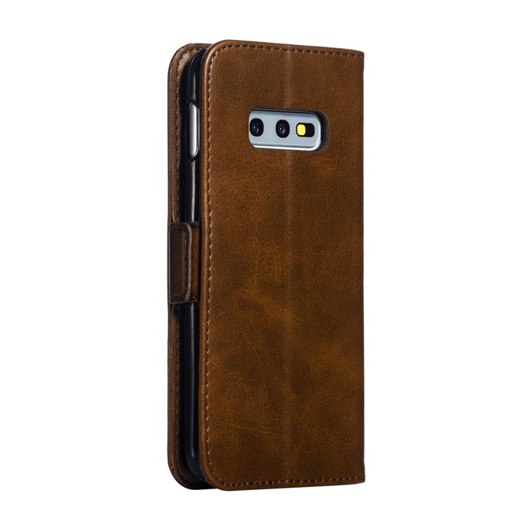 Leather Wallet Stand Flip Phone Case Cover for Samsung Galaxy S10e - Coffee-5