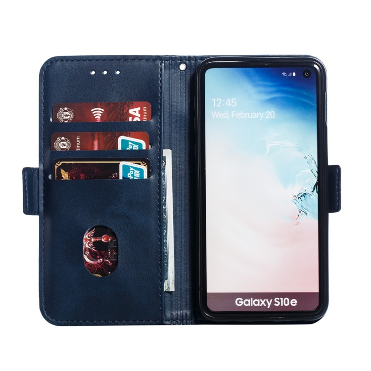 Leather Wallet Stand Flip Phone Case Cover for Samsung Galaxy S10e - Blue-7