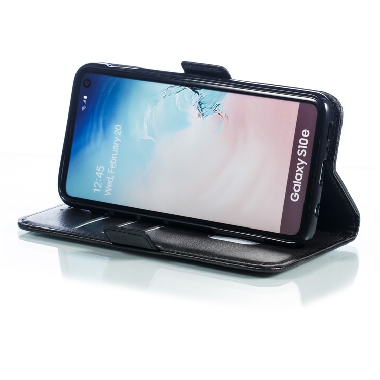 Leather Wallet Stand Flip Phone Case Cover for Samsung Galaxy S10e - Black-10