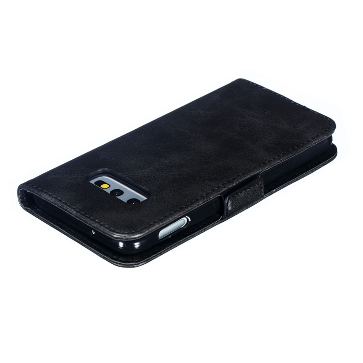 Leather Wallet Stand Flip Phone Case Cover for Samsung Galaxy S10e - Black-12