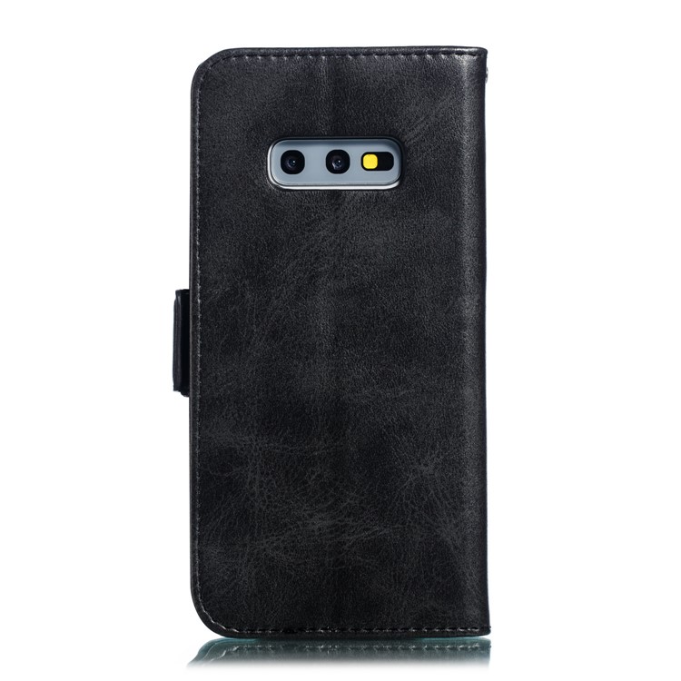 Leather Wallet Stand Flip Phone Case Cover for Samsung Galaxy S10e - Black-4
