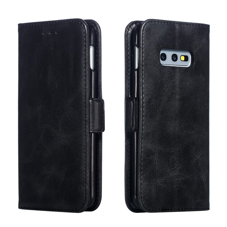 Leather Wallet Stand Flip Phone Case Cover for Samsung Galaxy S10e - Black-7