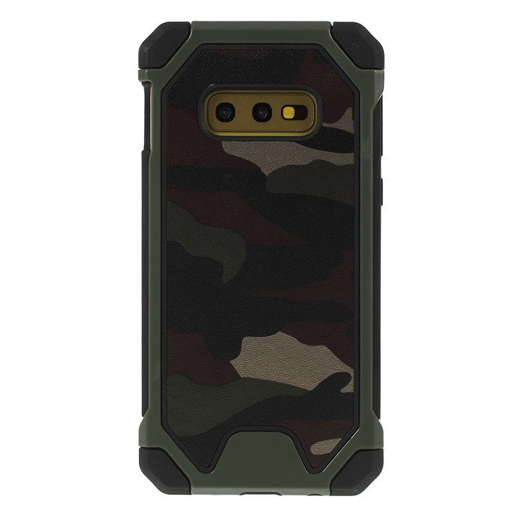 Drop-resistant Camouflage Leather Coated PC + TPU Phone Case for Samsung Galaxy S10e - Green-1