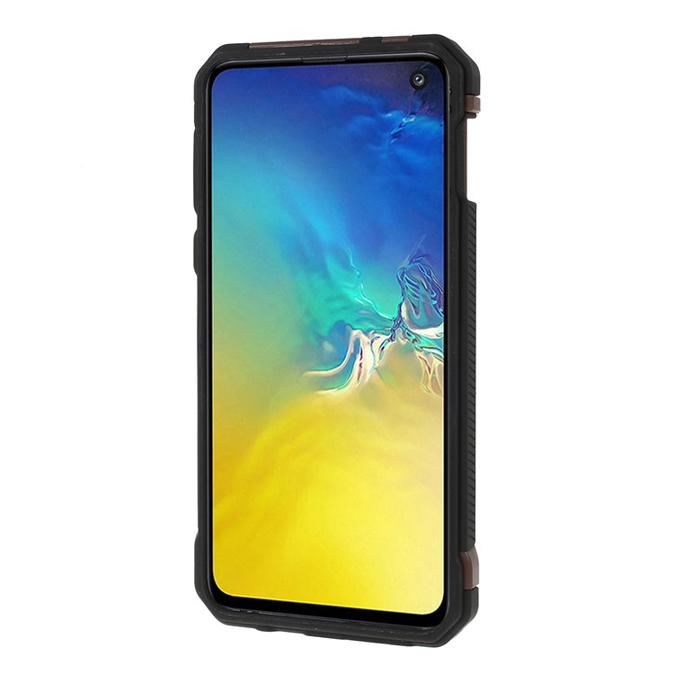 Drop-resistant Camouflage Leather Coated PC + TPU Phone Case for Samsung Galaxy S10e - Brown-2