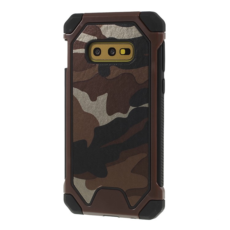 Drop-resistant Camouflage Leather Coated PC + TPU Phone Case for Samsung Galaxy S10e - Brown-4