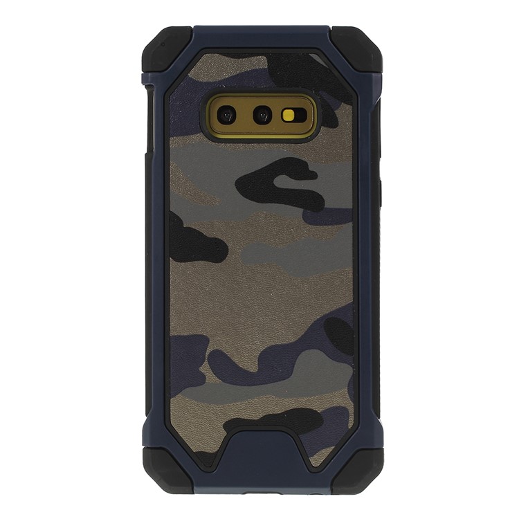 Drop-resistant Camouflage Leather Coated PC + TPU Phone Case for Samsung Galaxy S10e - Blue-1