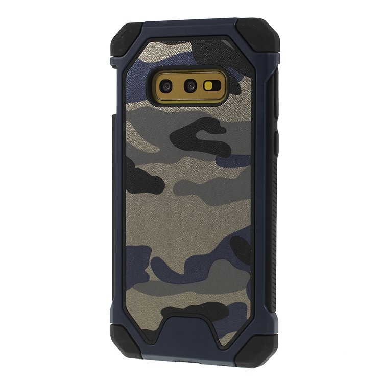 Drop-resistant Camouflage Leather Coated PC + TPU Phone Case for Samsung Galaxy S10e - Blue-4