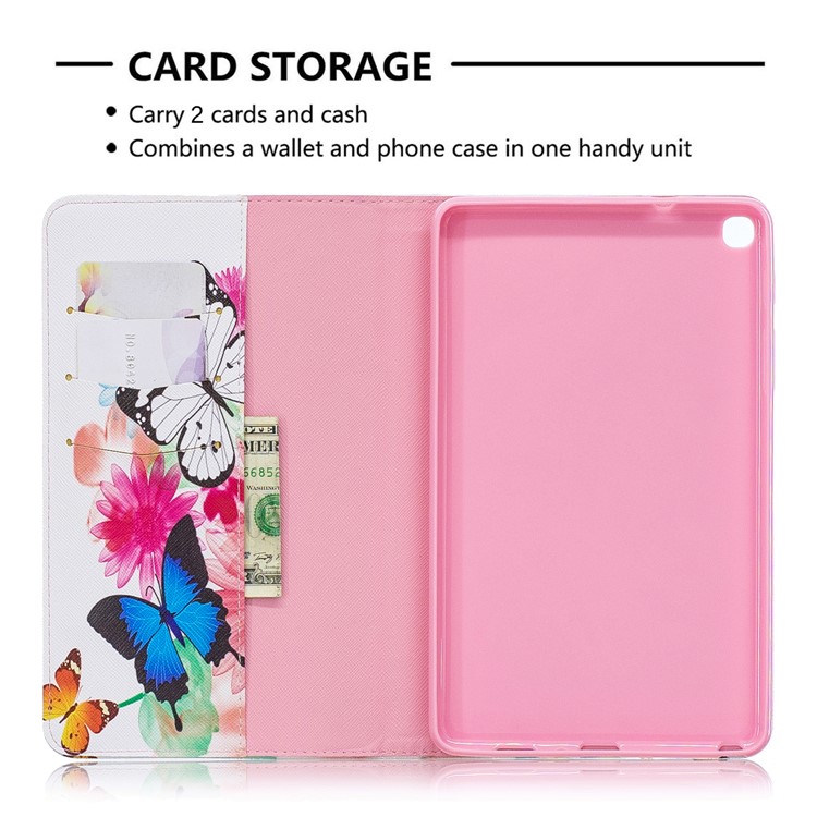 Pattern Printing Wallet Stand Leather Case for Samsung Galaxy Tab A 8.0 (2019) with S Pen P200 P205 - Vivid Butterflies-6