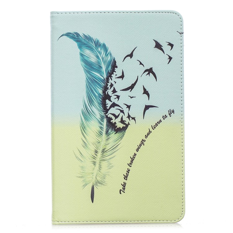 Padrão De Impressão Carteira Suporte De Couro Caso Para Samsung Galaxy Tab A 8 (2019) P200 P205 - Pena E Pássaro-2