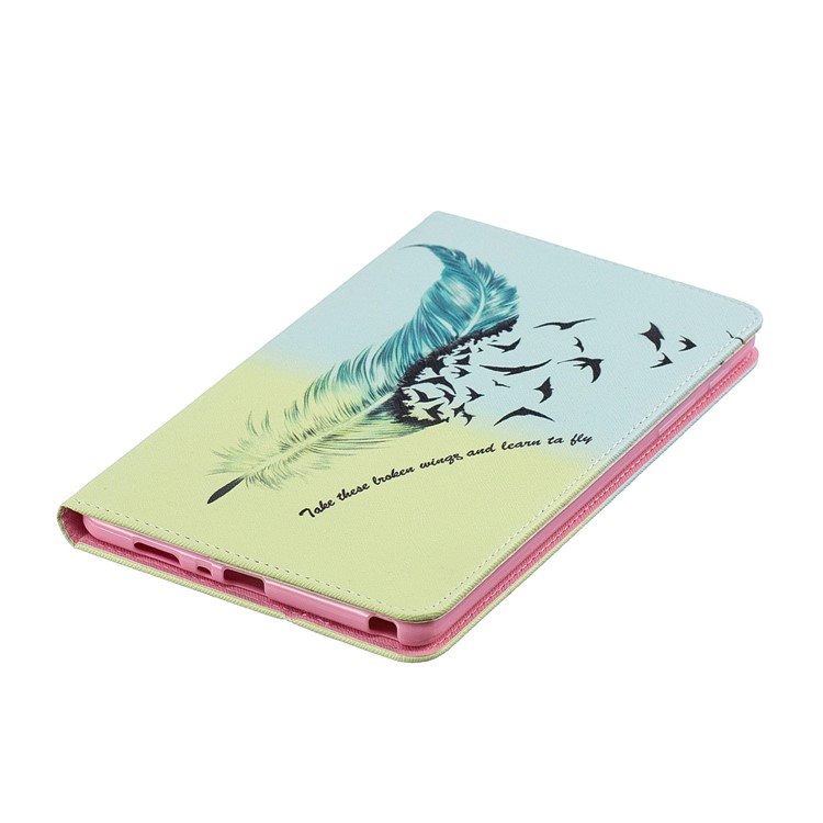 Padrão De Impressão Carteira Suporte De Couro Caso Para Samsung Galaxy Tab A 8 (2019) P200 P205 - Pena E Pássaro-4