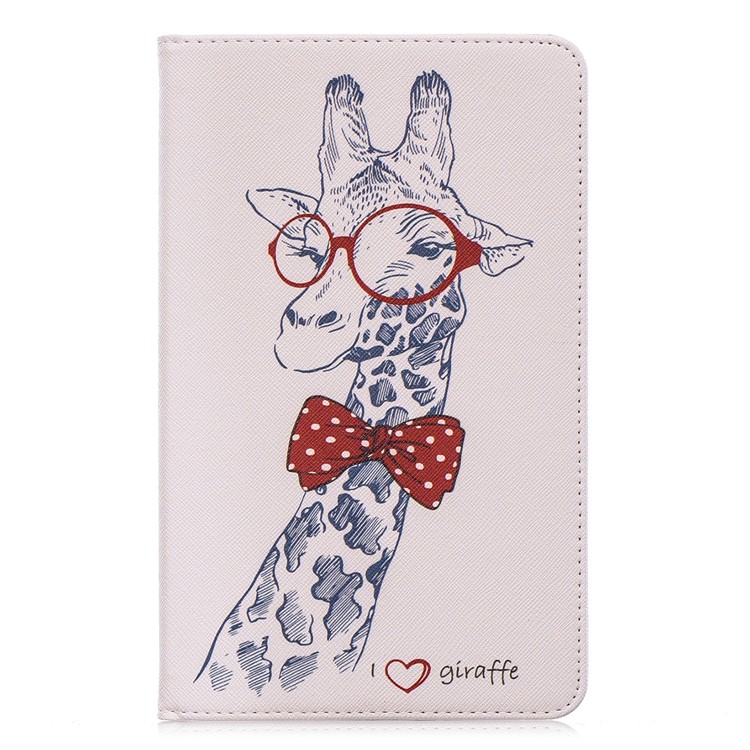 Pattern Printing Wallet Stand Leather Case for Samsung Galaxy Tab A 8.0 (2019) with S Pen P200 P205 - Giraffe Wearing Glasses-2