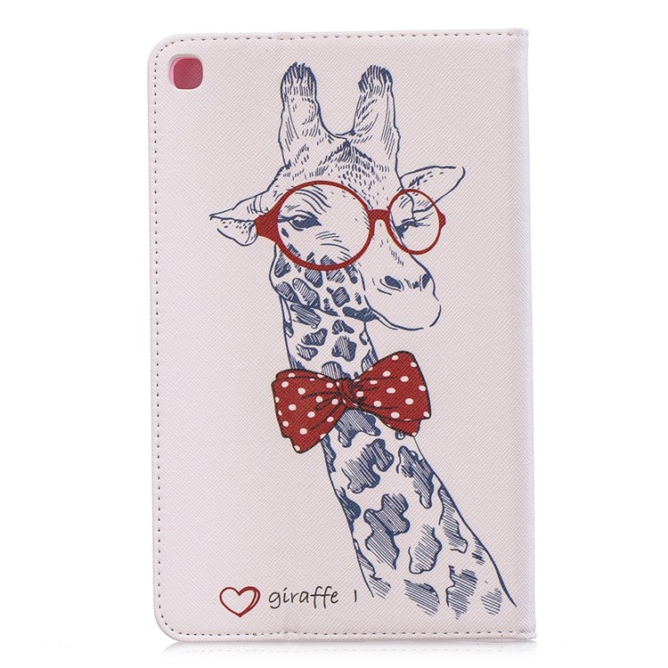 Pattern Printing Wallet Stand Leather Case for Samsung Galaxy Tab A 8.0 (2019) with S Pen P200 P205 - Giraffe Wearing Glasses-3