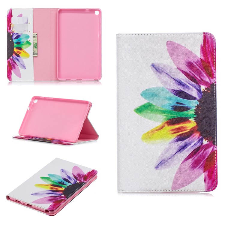 Pattern Printing Wallet Stand Leather Case for Samsung Galaxy Tab A 8.0 (2019) with S Pen P200 P205 - Half Flower-1