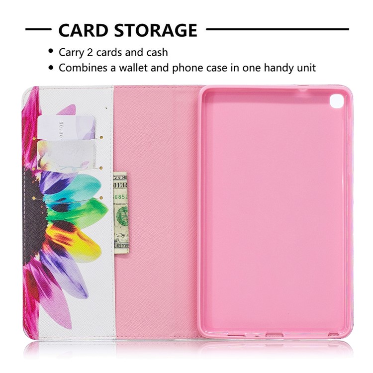 Pattern Printing Wallet Stand Leather Case for Samsung Galaxy Tab A 8.0 (2019) with S Pen P200 P205 - Half Flower-6