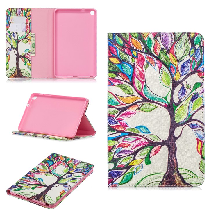 Pattern Printing Wallet Stand Leather Case for Samsung Galaxy Tab A 8.0 (2019) with S Pen P200 P205 - Colorized Tree-1