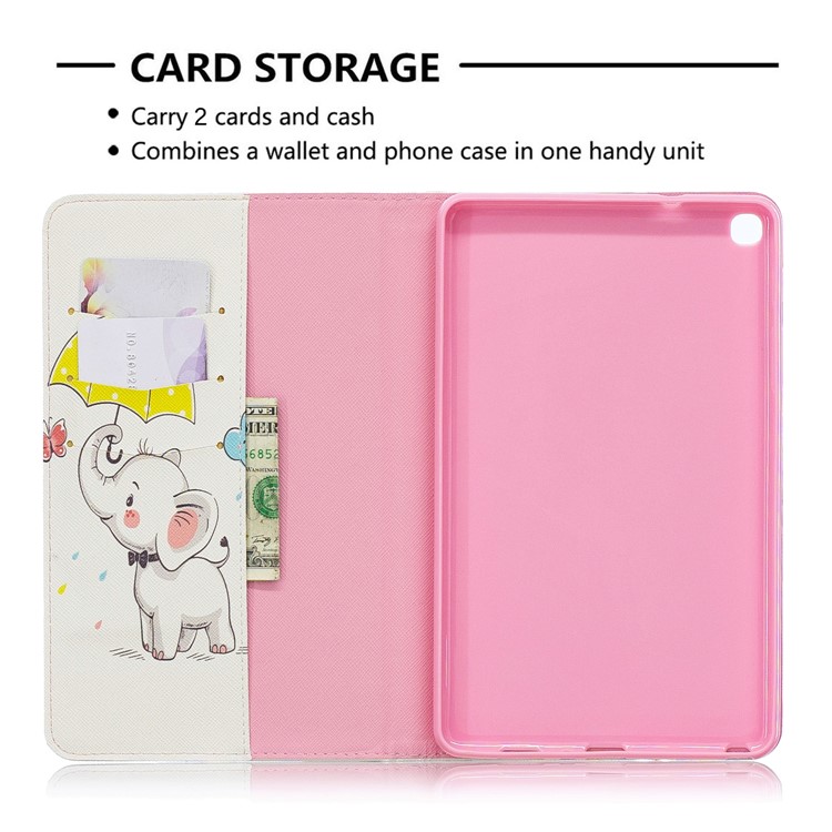Pattern Printing Wallet Stand Leather Case for Samsung Galaxy Tab A 8.0 (2019) with S Pen P200 P205 - Elephant Holding Umbrella-6