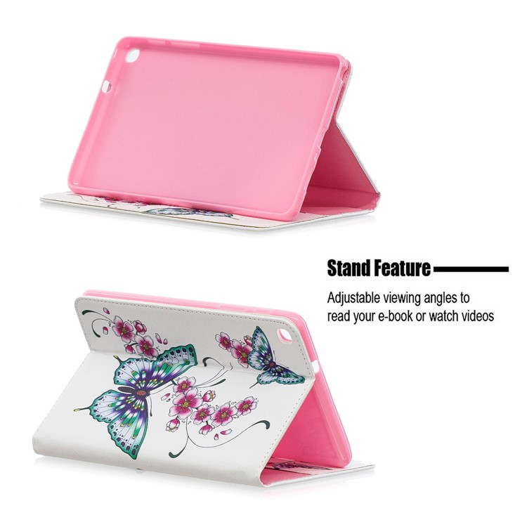 Pattern Printing Wallet Stand Leather Case for Samsung Galaxy Tab A 8.0 (2019) with S Pen P200 P205 - Butterflies and Flowers-7