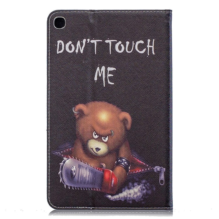 Pattern Printing Wallet Stand Leather Case for Samsung Galaxy Tab A 8.0 (2019) with S Pen P200 P205 - Brown Bear and Warning Words-3