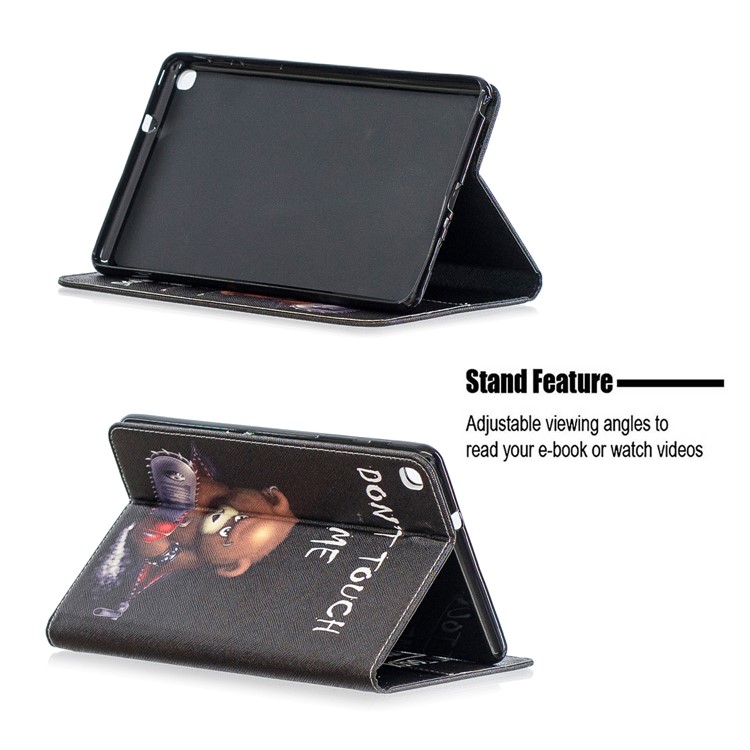 Pattern Printing Wallet Stand Leather Case for Samsung Galaxy Tab A 8.0 (2019) with S Pen P200 P205 - Brown Bear and Warning Words-7