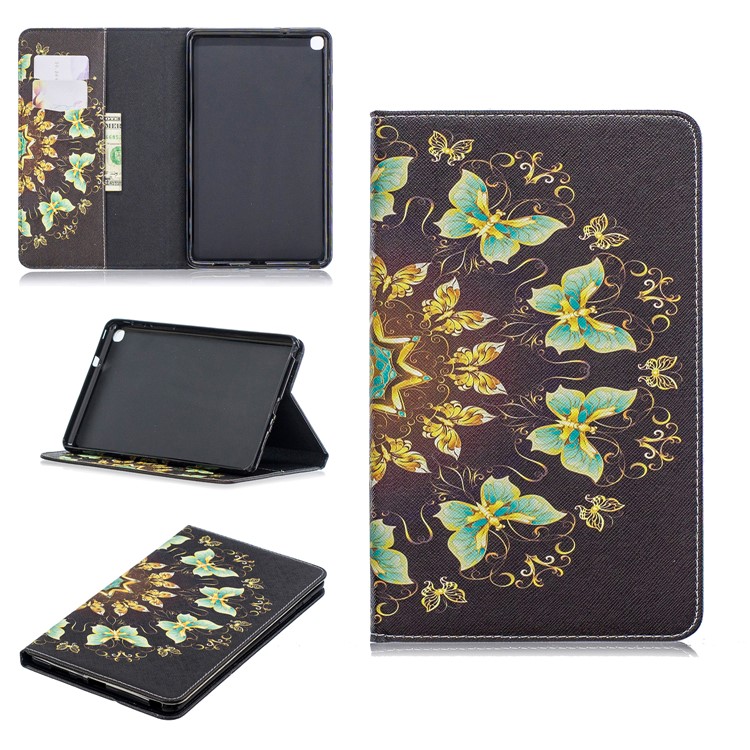 Pattern Printing Wallet Stand Leather Case for Samsung Galaxy Tab A 8.0 (2019) with S Pen P200 P205 - Pretty Butterflies-1
