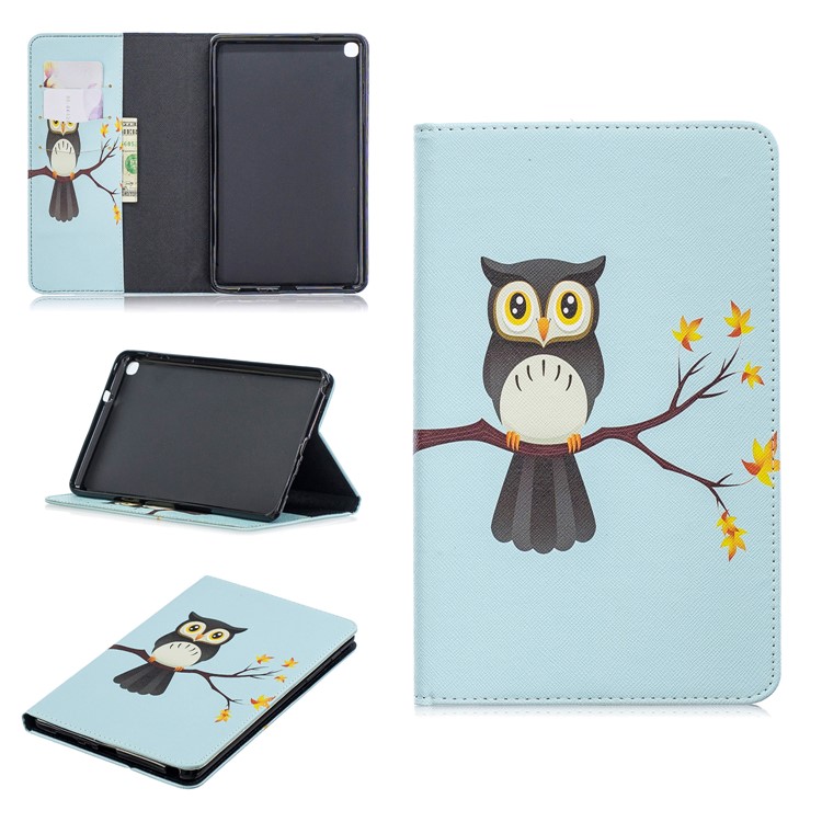 Pattern Printing Wallet Stand Leather Case for Samsung Galaxy Tab A 8.0 (2019) with S Pen P200 P205 - Owl Standing On The Branch-1