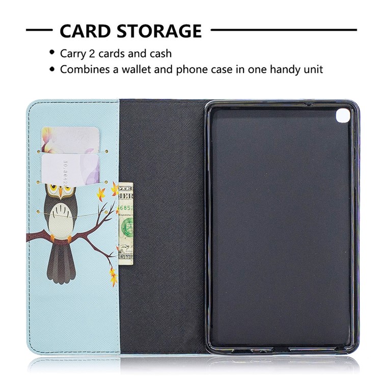 Pattern Printing Wallet Stand Leather Case for Samsung Galaxy Tab A 8.0 (2019) with S Pen P200 P205 - Owl Standing On The Branch-6