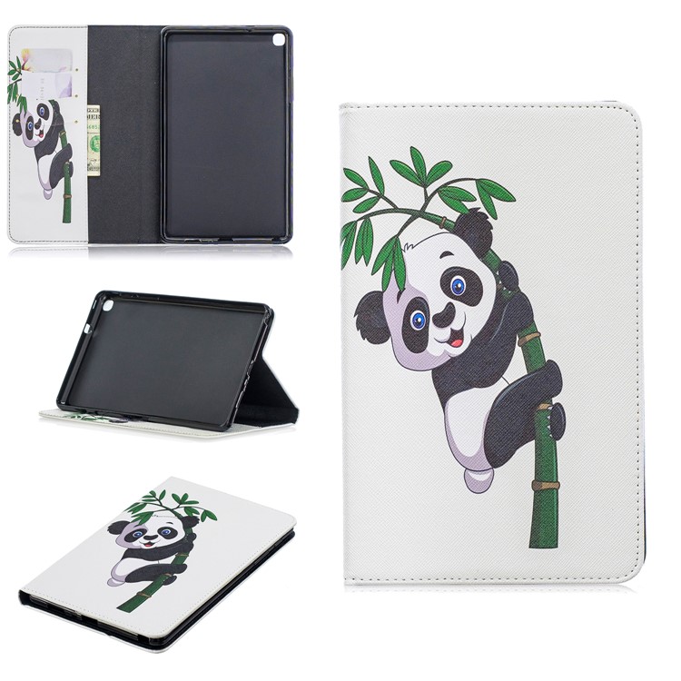 Pattern Printing Wallet Stand Leather Case for Samsung Galaxy Tab A 8.0 (2019) with S Pen P200 P205 - Panda Climbing Bamboo-1