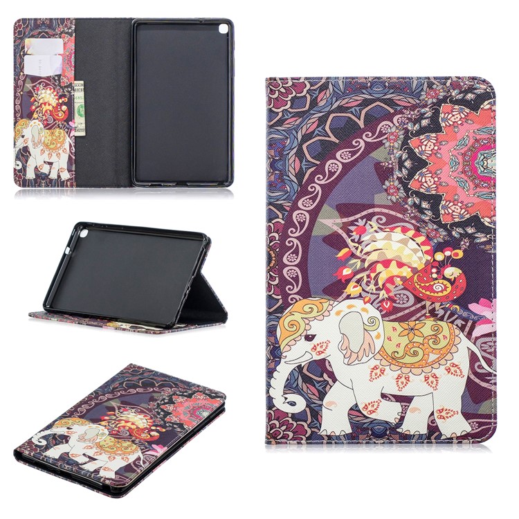 Pattern Printing Wallet Stand Leather Case for Samsung Galaxy Tab A 8.0 (2019) with S Pen P200 P205 - Tribal Elephant-1