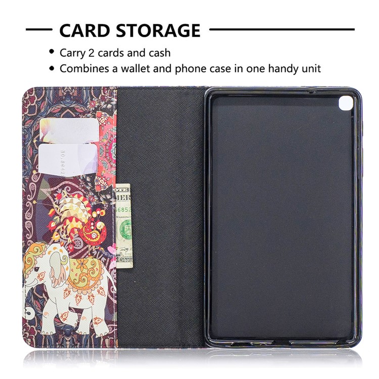 Pattern Printing Wallet Stand Leather Case for Samsung Galaxy Tab A 8.0 (2019) with S Pen P200 P205 - Tribal Elephant-6